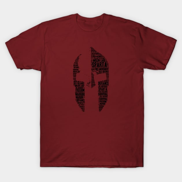 Spartan Helm word cloud T-Shirt by bumblethebee